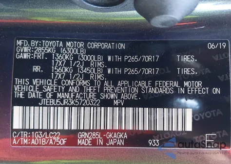 2019 Toyota 4Runner Trd Off Road Premium z USA, uszkodzony, nr VIN JTEBU5JR3K5720322